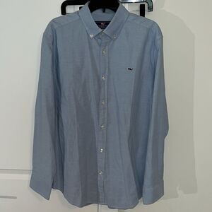 Vineyard Vines Whale Blue Chambray LS cotton classic fit shirt L